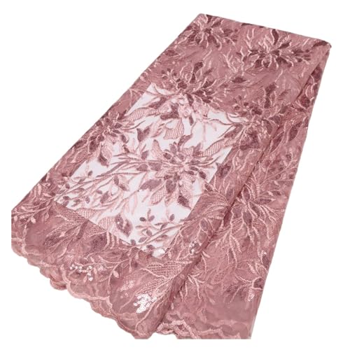 Afrikanischer Spitzenstoff, 5 Yards, Pailletten, Nigerianisches Material For Hochzeitsoutfits For Frauen(LY3183-2) von CCZRD