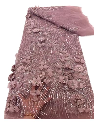 Afrikanischer Spitzenstoff, Französischer 3D-Blumen-Pailletten-Stickerei-Perlen-Tüll-Spitzenstoff For Partykleid, 5 Yards(9) von CCZRD