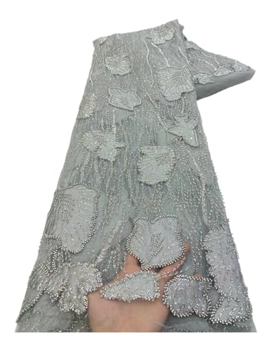 Afrikanischer Spitzenstoff, Französischer Netz-Paillettenstoff, For Nähen, Bestickte Spitze In Tüll, Nigeria-Stoff, 5 Yards(1) von CCZRD