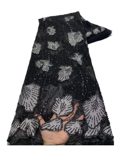 Afrikanischer Spitzenstoff, Französischer Netz-Paillettenstoff, For Nähen, Bestickte Spitze In Tüll, Nigeria-Stoff, 5 Yards(2) von CCZRD
