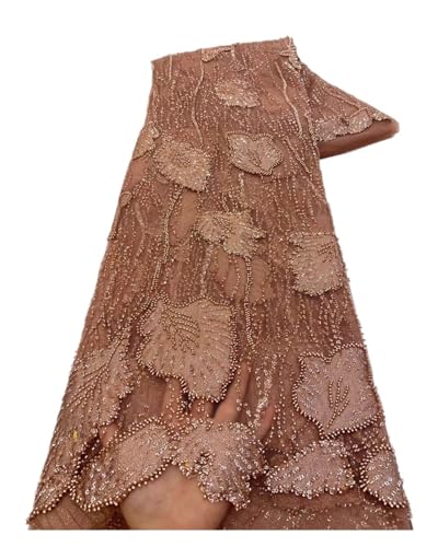 Afrikanischer Spitzenstoff, Französischer Netz-Paillettenstoff, For Nähen, Bestickte Spitze In Tüll, Nigeria-Stoff, 5 Yards(3) von CCZRD