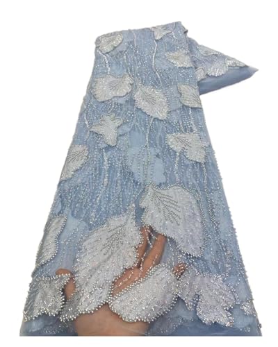 Afrikanischer Spitzenstoff, Französischer Netz-Paillettenstoff, For Nähen, Bestickte Spitze In Tüll, Nigeria-Stoff, 5 Yards(4) von CCZRD