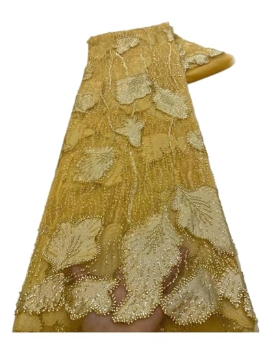 Afrikanischer Spitzenstoff, Französischer Netz-Paillettenstoff, For Nähen, Bestickte Spitze In Tüll, Nigeria-Stoff, 5 Yards(5) von CCZRD