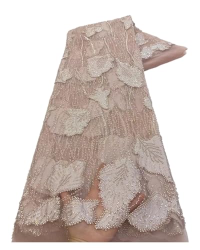 Afrikanischer Spitzenstoff, Französischer Netz-Paillettenstoff, For Nähen, Bestickte Spitze In Tüll, Nigeria-Stoff, 5 Yards(6) von CCZRD