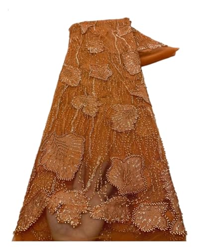 Afrikanischer Spitzenstoff, Französischer Netz-Paillettenstoff, For Nähen, Bestickte Spitze In Tüll, Nigeria-Stoff, 5 Yards(8) von CCZRD