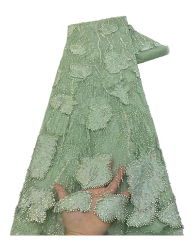Afrikanischer Spitzenstoff, Französischer Netz-Paillettenstoff, For Nähen, Bestickte Spitze In Tüll, Nigeria-Stoff, 5 Yards(9) von CCZRD
