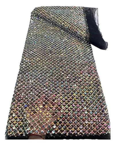 Afrikanischer Spitzenstoff, Französischer Perlen-Luxus-Tüll, Nigerianische Pailletten, Netz-Spitzenstoff For Hochzeitskleid, 5 Yards(6) von CCZRD
