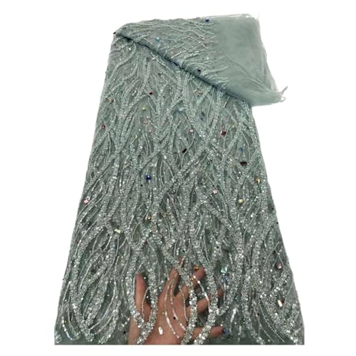 Afrikanischer Spitzenstoff, Goldfarben, Französischer Netz-Paillettenstoff, Nähen, Bestickte Spitze, Tüll, 5 Yard(7 farican lace) von CCZRD