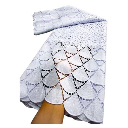 Afrikanischer Spitzenstoff, Nigerianische Pailletten, Wasserlöslicher Spitzenstoff For Frauen, Hochzeits-Party-Kleider, 2,5 Yards(TY35001) von CCZRD