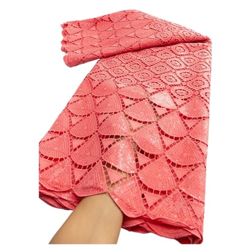 Afrikanischer Spitzenstoff, Nigerianische Pailletten, Wasserlöslicher Spitzenstoff For Frauen, Hochzeits-Party-Kleider, 2,5 Yards(TY35002) von CCZRD