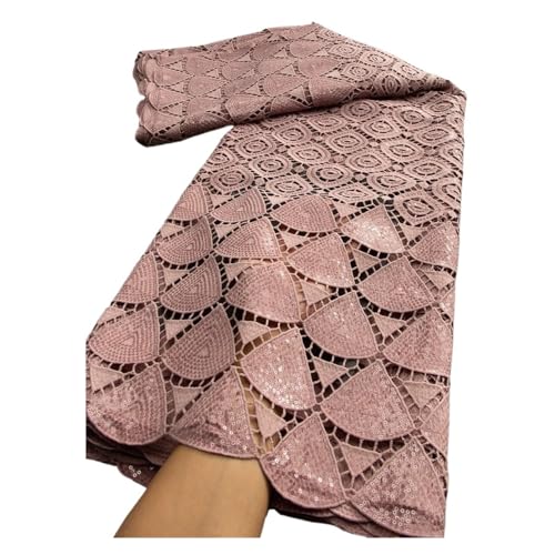 Afrikanischer Spitzenstoff, Nigerianische Pailletten, Wasserlöslicher Spitzenstoff For Frauen, Hochzeits-Party-Kleider, 2,5 Yards(TY35004) von CCZRD