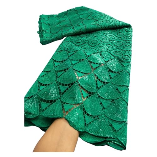 Afrikanischer Spitzenstoff, Nigerianische Pailletten, Wasserlöslicher Spitzenstoff For Frauen, Hochzeits-Party-Kleider, 2,5 Yards(TY35005) von CCZRD