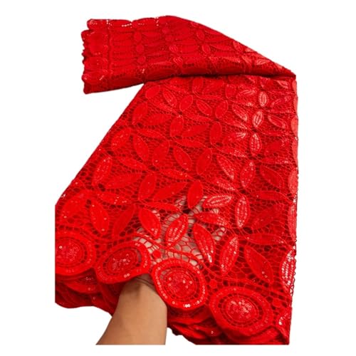Afrikanischer Spitzenstoff, Nigerianische Pailletten, Wasserlöslicher Spitzenstoff For Frauen, Hochzeits-Party-Kleider, 2,5 Yards(TY36073) von CCZRD