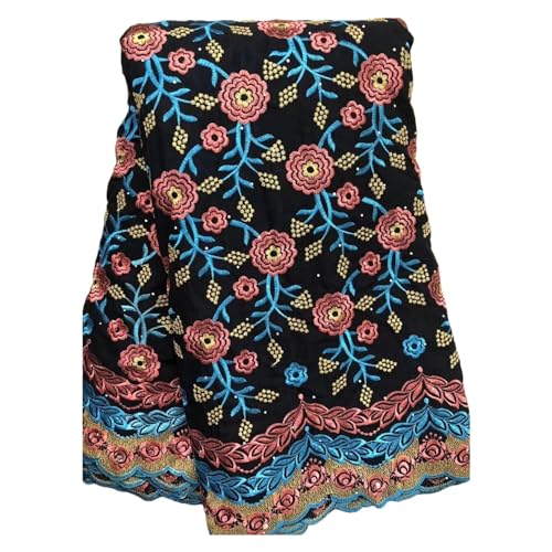 Afrikanischer Spitzenstoff, Nigerianische Stickerei, Baumwollspitze Mit Steinen For Nähen Eleganter Partykleider, 5 Yard(LY3209-5) von CCZRD