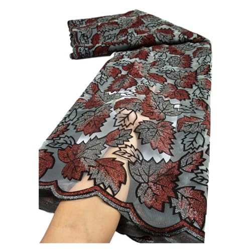 Afrikanischer Spitzenstoff, Nigerianischer Netz-Spitzenstoff, Kleider, Nähmaterial For Abendpartys(4,2.5 Yards) von CCZRD