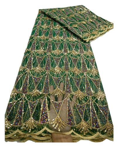 Afrikanischer Spitzenstoff Mit Pailletten, Nigerianischer Netz-Spitzenstoff, Pailletten, 5 Meter, For Party, Hochzeitskleid(6african lace fabric) von CCZRD