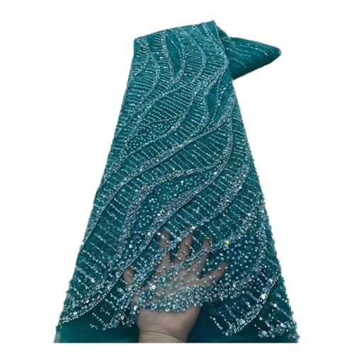 Afrikanischer Spitzenstoff Mit Pailletten, Perlenstickerei, Bräutigam, Nigerianischer Braut, Französischer Tüll-Spitzenstoff For Hochzeit, 5 Yard(XY11-3) von CCZRD