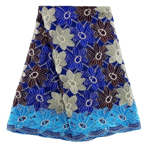 Afrikanischer Spitzenstoff Mit Steinen, Französischer Schweizer Voile-Stoff, Nigerianischer Nähstoff, Bestickter Trockener Baumwollspitzenstoff, 5 Yards(5161) von CCZRD