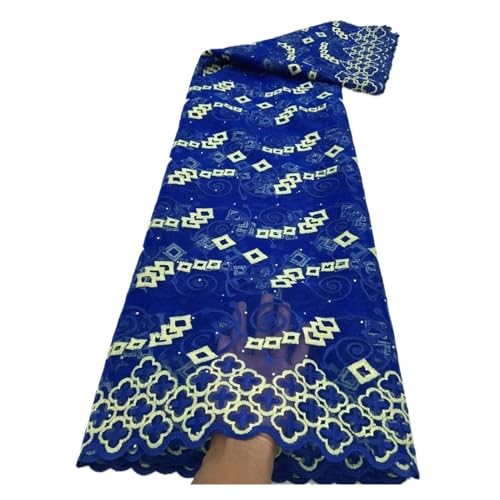 Afrikanischer Tüll-Spitzenstoff Mit Steinen, Französischer Netz-Spitzenstoff, 5 Yards For Damen, Abschlussballkleid(7african lace fabric) von CCZRD