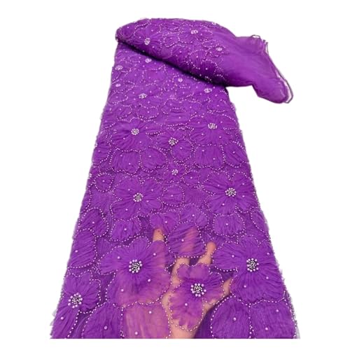 Blumengemusterter Perlenstoff, 5 Meter, Mit Pailletten Und Perlen Bestickt, For Brautkleider, Cheongsam-Spitzenstoff(2) von CCZRD