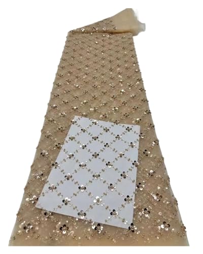 Elegante, Zarte, Weiche Pailletten-Tüllspitze Mit Schönem Steinstoff For Party-Abendkleid(Beige,2 yards) von CCZRD