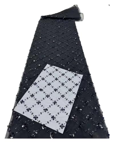 Elegante, Zarte, Weiche Pailletten-Tüllspitze Mit Schönem Steinstoff For Party-Abendkleid(Black,5 yards) von CCZRD