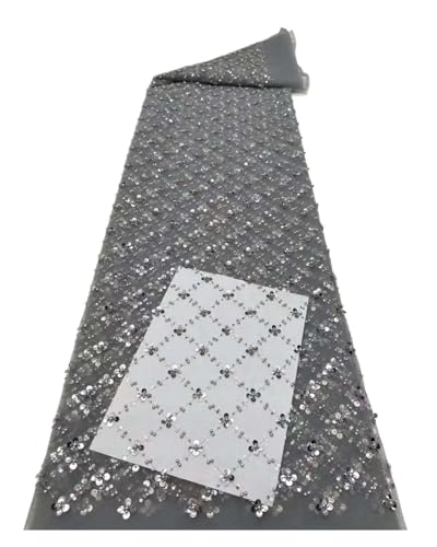 Elegante, Zarte, Weiche Pailletten-Tüllspitze Mit Schönem Steinstoff For Party-Abendkleid(Gray,5 yards) von CCZRD
