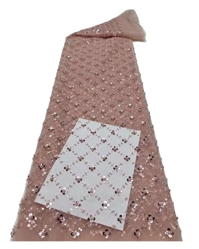 Elegante, Zarte, Weiche Pailletten-Tüllspitze Mit Schönem Steinstoff For Party-Abendkleid(Peach,5 yards) von CCZRD