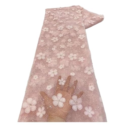 Französische Tüll-Netzspitze Mit Pailletten Und Perlen, Afrikanischer, Nigerianischer Bestickter Spitzenstoff, Spitzenstoff For Nähen, 5 Yard(XY07-4) von CCZRD