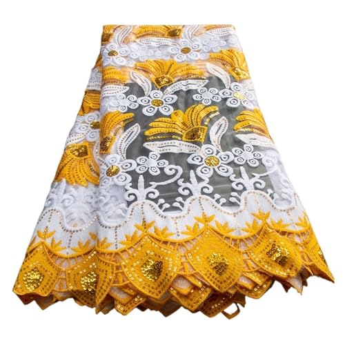 Französischer Milchseiden-Spitzenstoff Mit Pailletten, Bunter Afrikanischer Milchseidenstoff, Nigerianische Spitze For Frauenkleider, 2,5 Yard(TY2191) von CCZRD