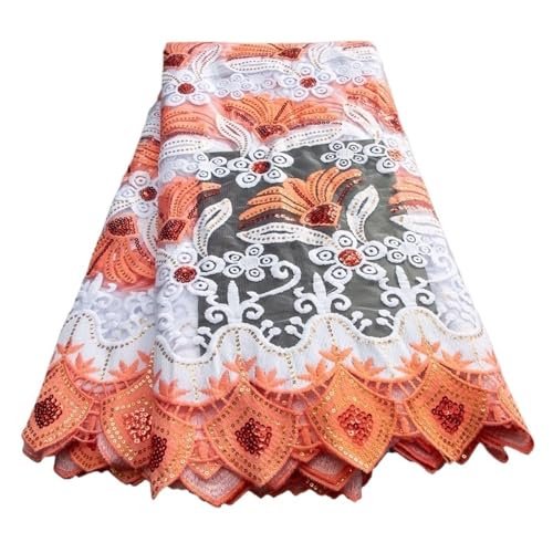 Französischer Milchseiden-Spitzenstoff Mit Pailletten, Bunter Afrikanischer Milchseidenstoff, Nigerianische Spitze For Frauenkleider, 2,5 Yard(TY2193) von CCZRD