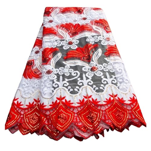 Französischer Milchseiden-Spitzenstoff Mit Pailletten, Bunter Afrikanischer Milchseidenstoff, Nigerianische Spitze For Frauenkleider, 2,5 Yard(TY2196) von CCZRD
