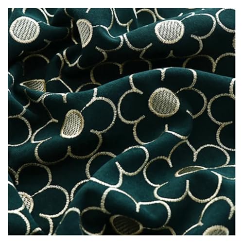 Golden Thread Sunflower Bestickter Spitzenstoff, Kleidung, Kleid, Tasche, Sofa, Hochwertiges Kissen, Tisch(Dark green,1Yard(90cm)) von CCZRD