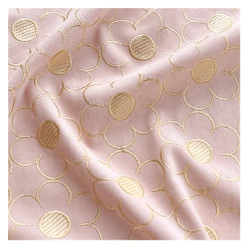 Golden Thread Sunflower Bestickter Spitzenstoff, Kleidung, Kleid, Tasche, Sofa, Hochwertiges Kissen, Tisch(Pink,1Yard(90cm)) von CCZRD