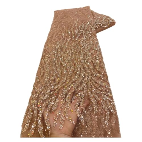 Luxuriöser Afrikanischer Spitzenstoff, Nigerianischer Französischer Pailletten-Spitzenstoff For Hochzeit, 5 Yards(9 farican lace) von CCZRD