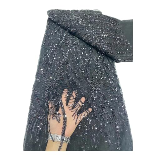 Luxus Afrikanische Mesh Stoffe Stickerei Pailletten For Frauen Nähen Abendkleider Grün Perlen Spitze Stoff 5 Yards Meter(2) von CCZRD