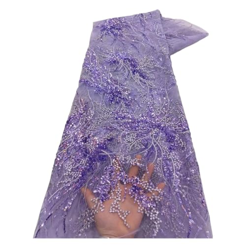 Luxus Afrikanische Pailletten Spitze Stoffe 5 Yards Stickerei Französisch Nigerian Tüll Spitze Stoff For Hochzeit Party Nähen(1 DX035) von CCZRD