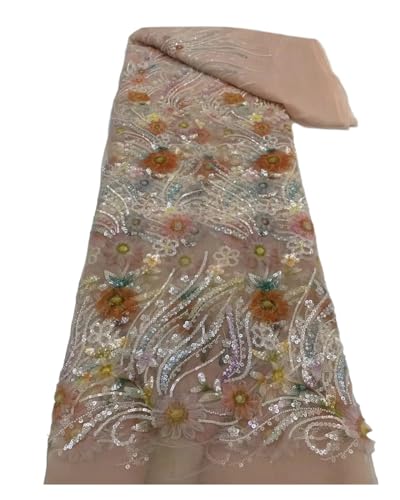 Luxus Elegante Handgemachte Stickerei Pailletten Perlen Spitze Afrikanische Pailletten Spitze Stoff For Hochzeit Nähen 5 Yards(1) von CCZRD
