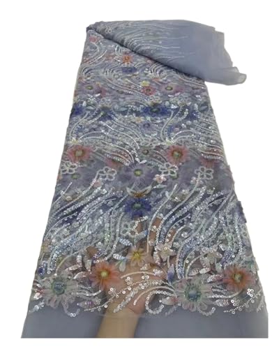 Luxus Elegante Handgemachte Stickerei Pailletten Perlen Spitze Afrikanische Pailletten Spitze Stoff For Hochzeit Nähen 5 Yards(2) von CCZRD