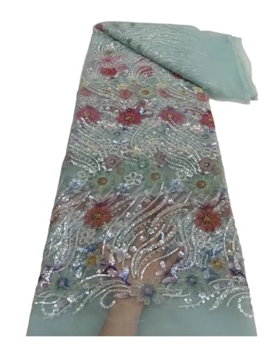 Luxus Elegante Handgemachte Stickerei Pailletten Perlen Spitze Afrikanische Pailletten Spitze Stoff For Hochzeit Nähen 5 Yards(4) von CCZRD