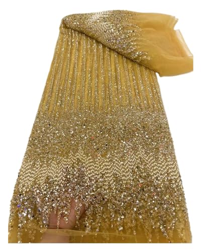 Luxus Französisch Perlen Schwere Spitze Stoff Mode Blau Afrikanische Net Spitze Stoffe Mit Pailletten For Abend Material 5yards(2) von CCZRD
