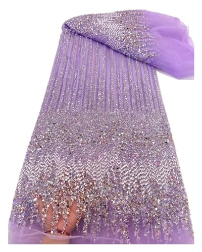 Luxus Französisch Perlen Schwere Spitze Stoff Mode Blau Afrikanische Net Spitze Stoffe Mit Pailletten For Abend Material 5yards(4) von CCZRD