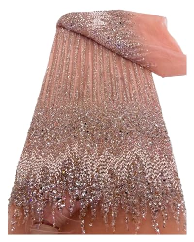 Luxus Französisch Perlen Schwere Spitze Stoff Mode Blau Afrikanische Net Spitze Stoffe Mit Pailletten For Abend Material 5yards(5) von CCZRD