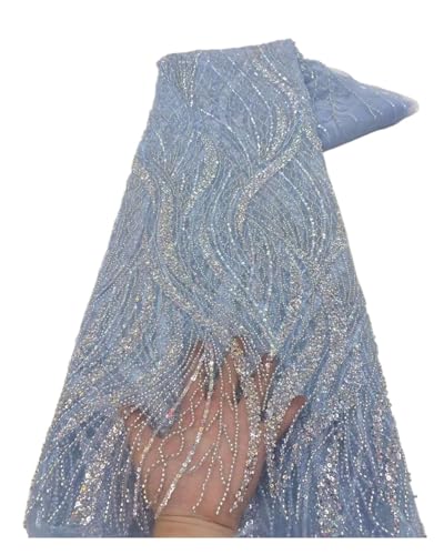 Mode Afrikanische Pailletten Tüll Bestickt Bräutigam Spitze Stoff Perlen Pailletten Spitze Stoff For Nigerianischen Hochzeit Kleid 5 Yards(2) von CCZRD