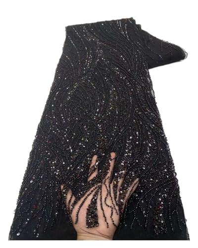 Mode Afrikanische Pailletten Tüll Bestickt Bräutigam Spitze Stoff Perlen Pailletten Spitze Stoff For Nigerianischen Hochzeit Kleid 5 Yards(9) von CCZRD