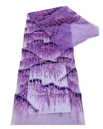 Mode Französisch Stickerei Perlen Tüll Spitze Stoff Afrikanische Nigerian Pailletten Spitze Stoff For Hochzeit Kleid 5 Yards(6) von CCZRD