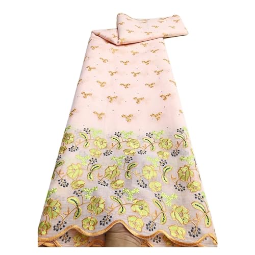 Mode Nigerian Baumwolle Trockenen Spitzen Stoff Schweizer Voile Steine ​​Stickerei Spitze Stoff For Frauen Prom Party Kleider 5Yards(LY4180-1) von CCZRD
