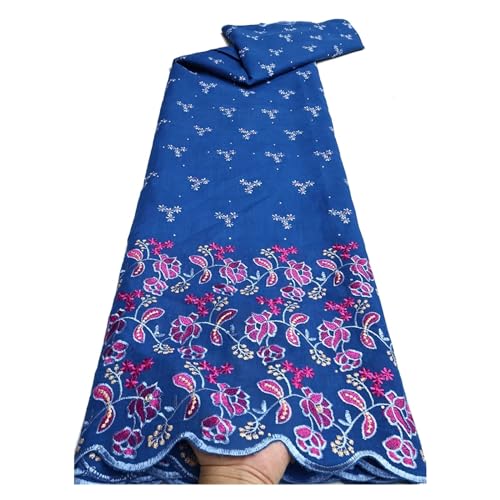 Mode Nigerian Baumwolle Trockenen Spitzen Stoff Schweizer Voile Steine ​​Stickerei Spitze Stoff For Frauen Prom Party Kleider 5Yards(LY4180-2) von CCZRD
