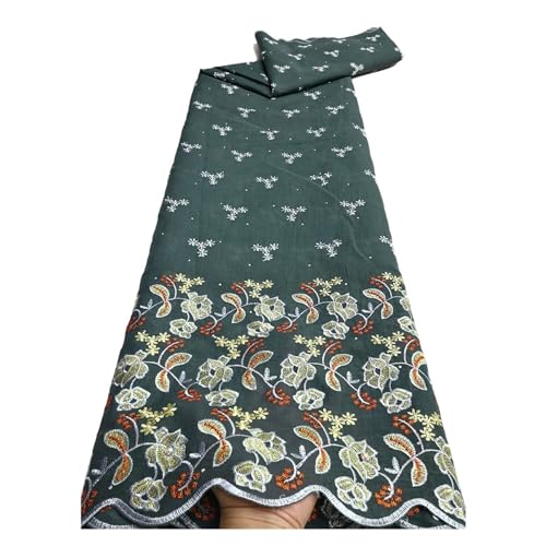 Mode Nigerian Baumwolle Trockenen Spitzen Stoff Schweizer Voile Steine ​​Stickerei Spitze Stoff For Frauen Prom Party Kleider 5Yards(LY4180-3) von CCZRD