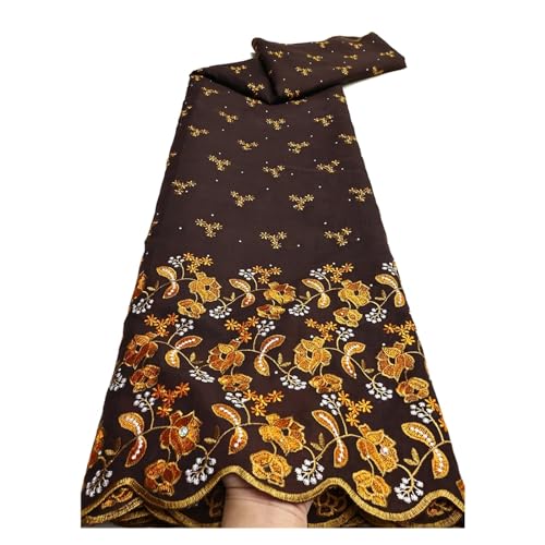 Mode Nigerian Baumwolle Trockenen Spitzen Stoff Schweizer Voile Steine ​​Stickerei Spitze Stoff For Frauen Prom Party Kleider 5Yards(LY4180-4) von CCZRD